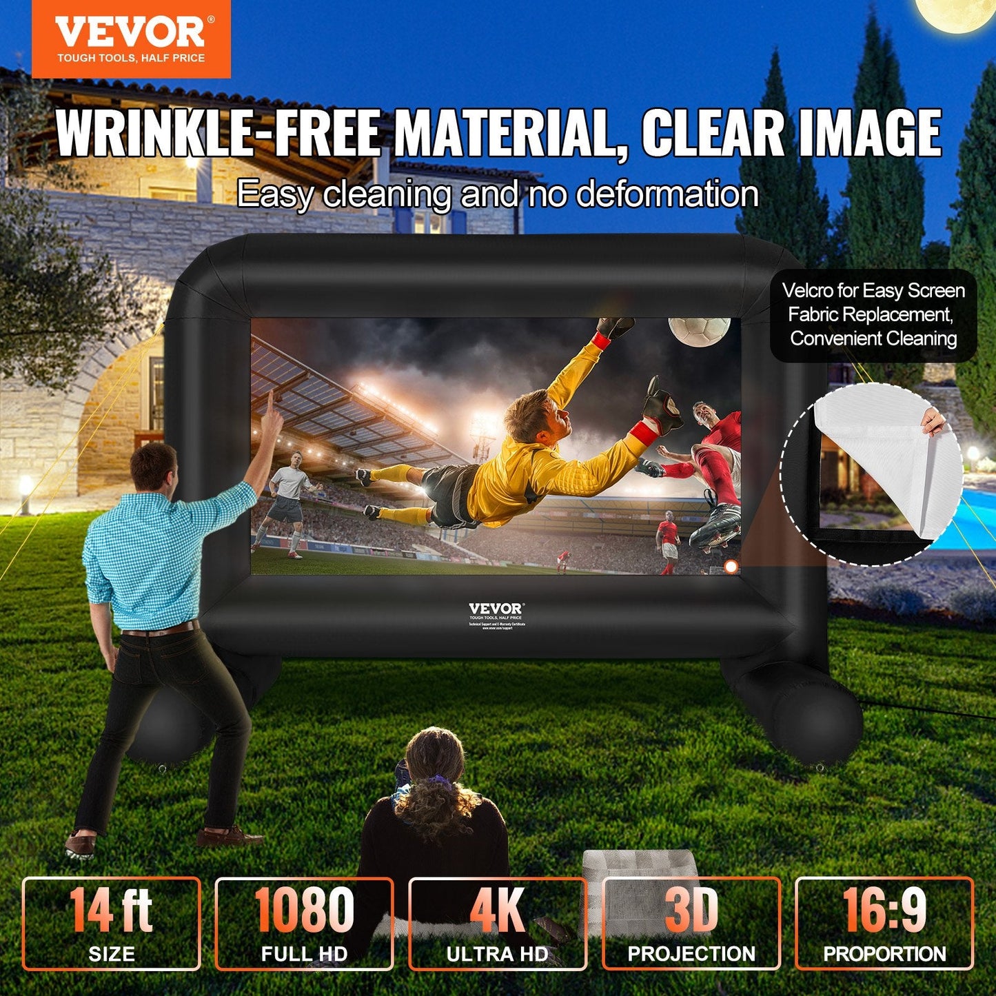 14m Outdoor Inflatable Projector Screen with Blower & Bag for Movie Nights