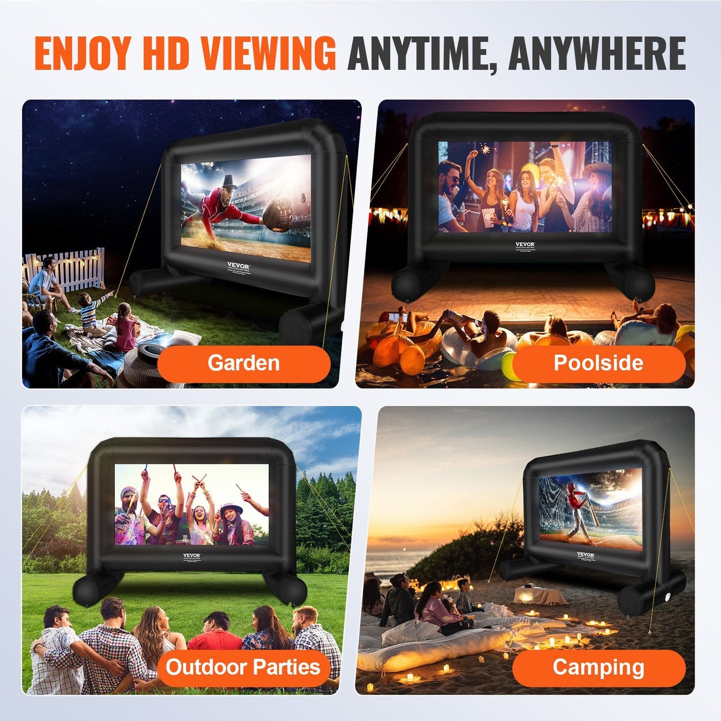 14m Outdoor Inflatable Projector Screen with Blower & Bag for Movie Nights