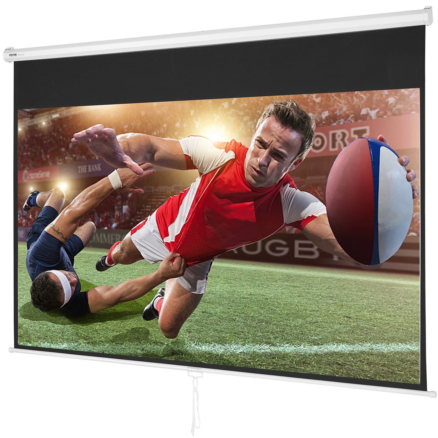 Manual Pull Down Projector Screen, 100 inch 16:9 4K 1080 HD Retractable Projector Screen, Auto-Locking Portable Projection Screen, Portable Projector Movie Screen for Family Home Office Theater