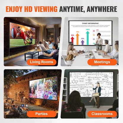 VEVOR Projector Screen with Stand, 150 inch 16:9 4K 1080 HD Outdoor Movie Screen