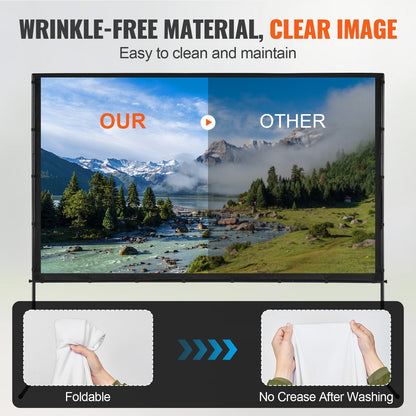 100" 4K Outdoor Projector Screen with Stand, Portable & Wrinkle-Free