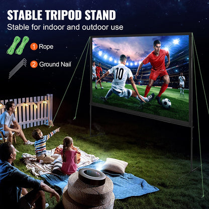 100" 4K Outdoor Projector Screen with Stand, Portable & Wrinkle-Free