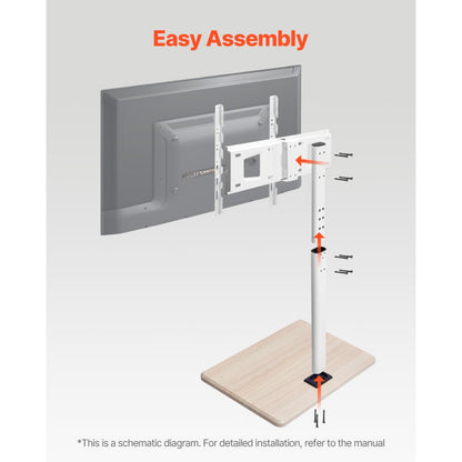 VEVOR Rolling TV Stand Mobile TV Cart Holds Up to 45 kg for 32-70 Inch Screens
