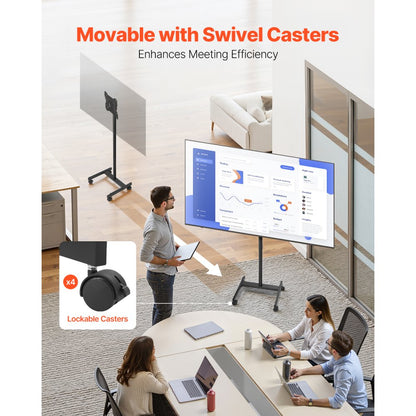 VEVOR Rolling TV Stand Mobile TV Cart Holds Up to 20 kg for 17-55 Inch Screens