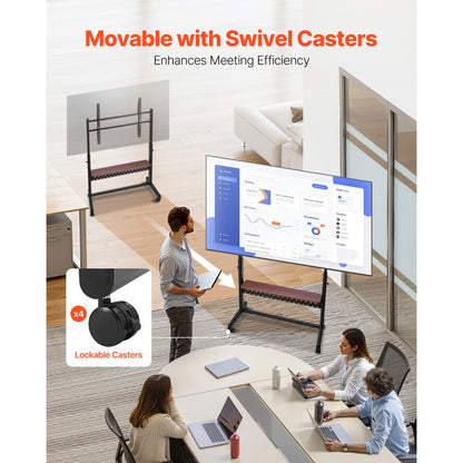 VEVOR Rolling TV Stand Mobile TV Cart Holds Up to 92.99 kg for 55-100 Inch TVs