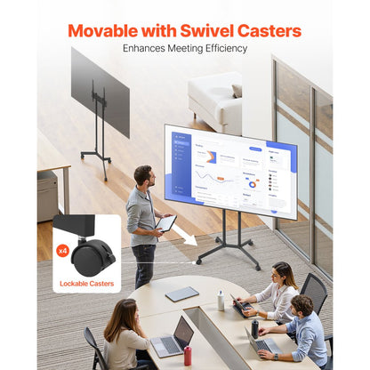 VEVOR Rolling TV Stand Mobile TV Cart Holds Up to 40 kg for 32-65 Inch Screens