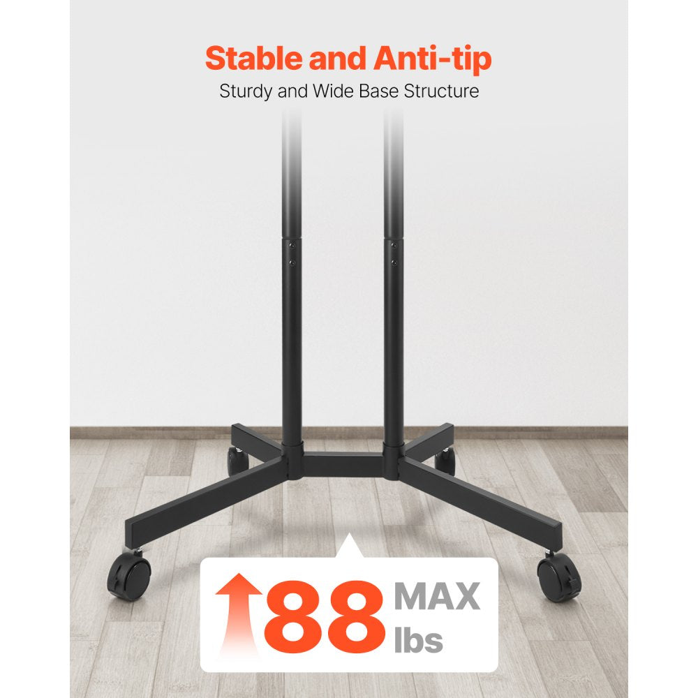 VEVOR Rolling TV Stand Mobile TV Cart Holds Up to 40 kg for 32-65 Inch Screens