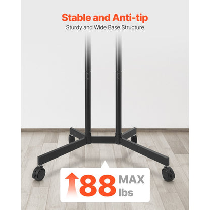 VEVOR Rolling TV Stand Mobile TV Cart Holds Up to 40 kg for 32-65 Inch Screens