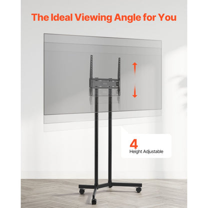 VEVOR Rolling TV Stand Mobile TV Cart Holds Up to 40 kg for 32-65 Inch Screens