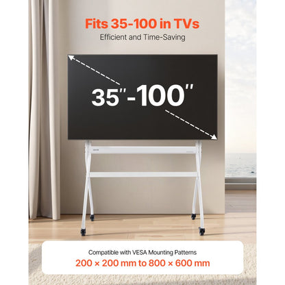 VEVOR Rolling TV Stand Mobile TV Cart Holds Up to 90 kg for 35-100 In Screens