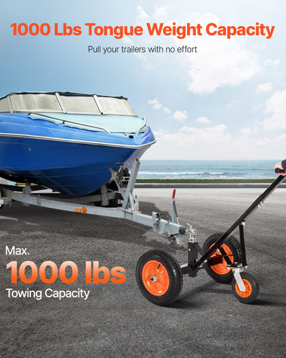 VEVOR 454kg Trailer Dolly 16.7 and 22 in Adjustable Height 2 in Ball 14 in Tires 1000lbs