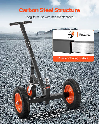 VEVOR 454kg Trailer Dolly 16.7 and 22 in Adjustable Height 2 in Ball 14 in Tires 1000lbs