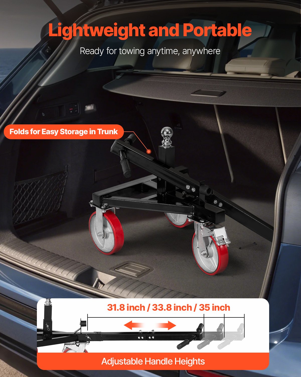 VEVOR Trailer Dolly 1587kg Tongue Weight Capacity 18 and 22 inch Height Adjustable 3500lbs