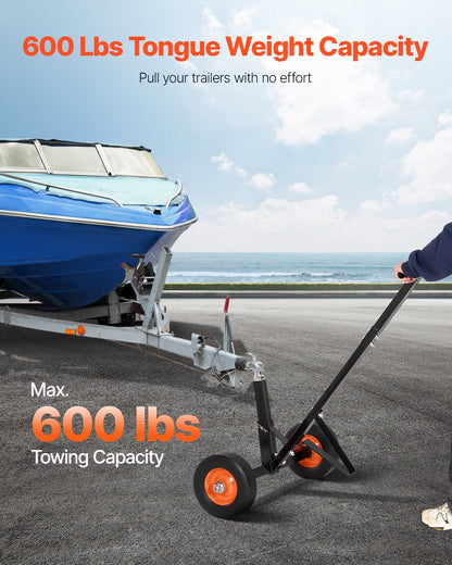 VEVOR 272kg Trailer Dolly 16.5 and 22 inAdjustable Height 1-7/8 in Ball Solid Tires 600lbs