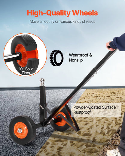 VEVOR 272kg Trailer Dolly 16.5 and 22 inAdjustable Height 1-7/8 in Ball Solid Tires 600lbs