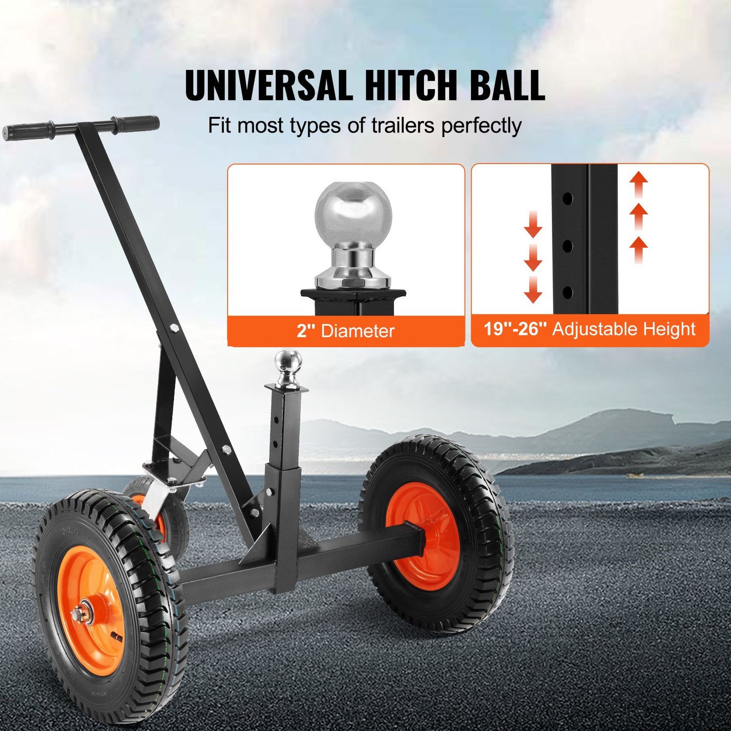 VEVOR Adjustable Trailer Dolly, 1000lbs Tongue Weight Capacity, Carbon Steel Trailer