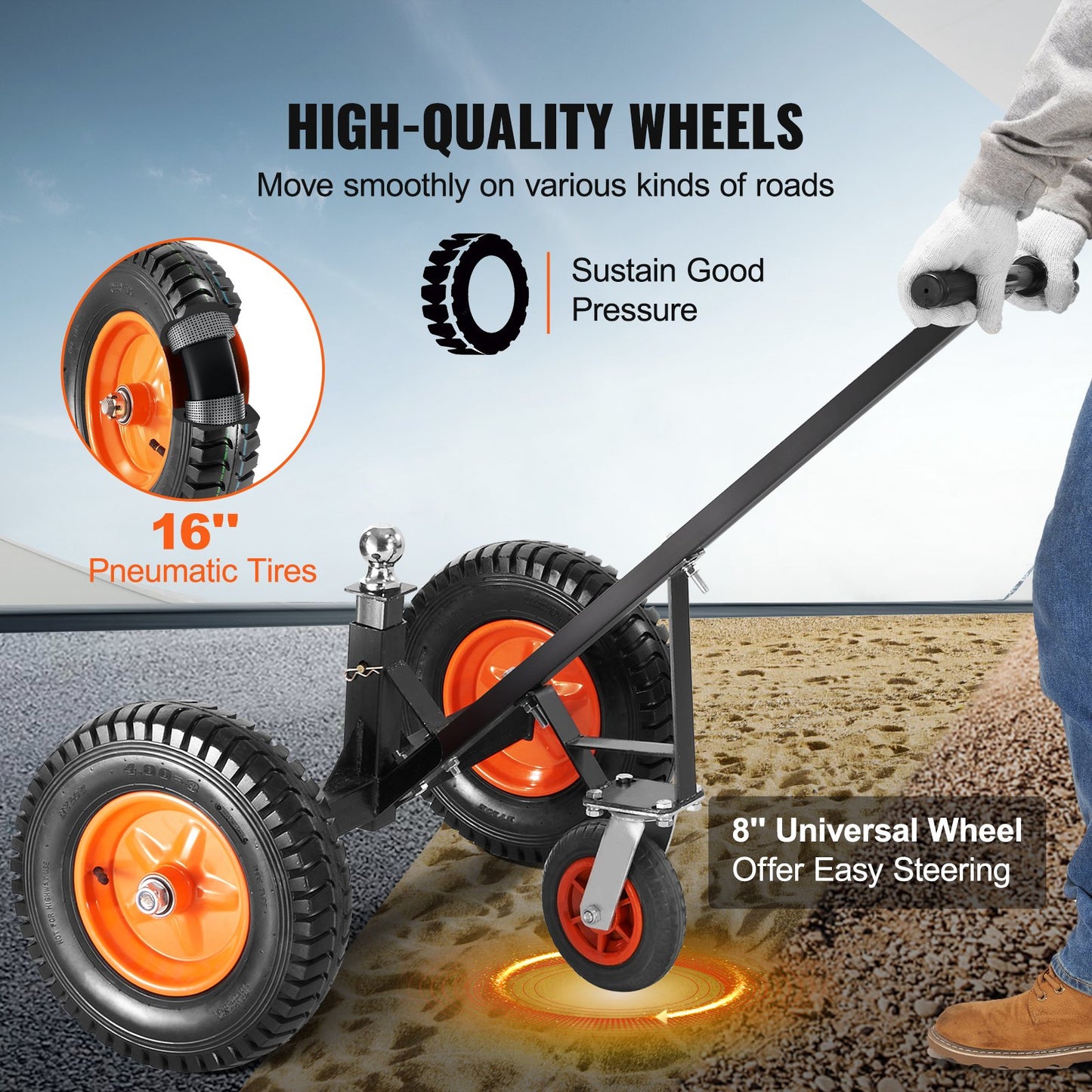 VEVOR Adjustable Trailer Dolly, 1000lbs Tongue Weight Capacity, Carbon Steel Trailer