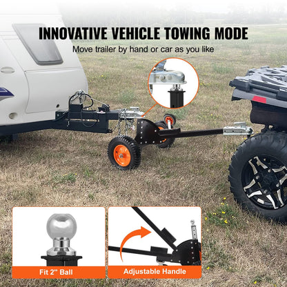 Adjustable Trailer Dolly, 680 kg Capacity, 2-in-1 Mover with Pneumatic Tires
