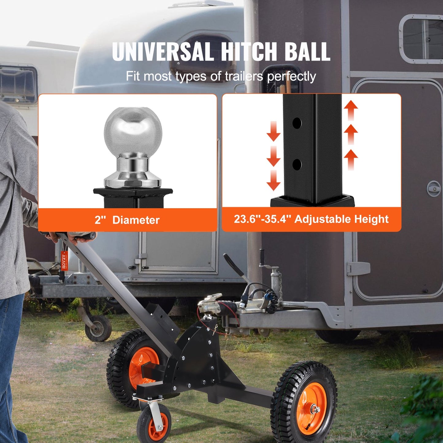 VEVOR Adjustable Trailer Dolly, 680.4 kg Tongue Weight Capacity, 2 in 1 Trailer