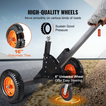 Adjustable Trailer Dolly, 680 kg Capacity, 2-in-1 Mover with Pneumatic Tires