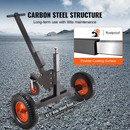 Adjustable Trailer Dolly, 680 kg Capacity, 2-in-1 Mover with Pneumatic Tires