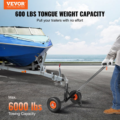 VEVOR Adjustable Trailer Dolly, 600lbs Tongue Weight Capacity, Carbon Steel Trailer