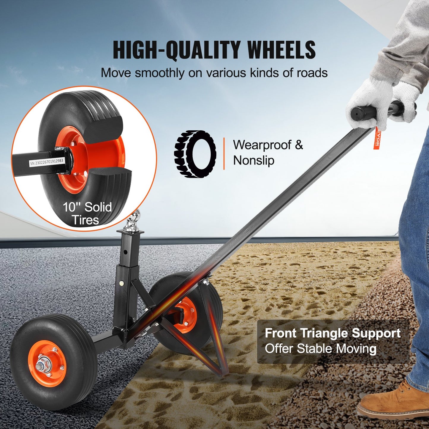 VEVOR Adjustable Trailer Dolly, 600lbs Tongue Weight Capacity, Carbon Steel Trailer