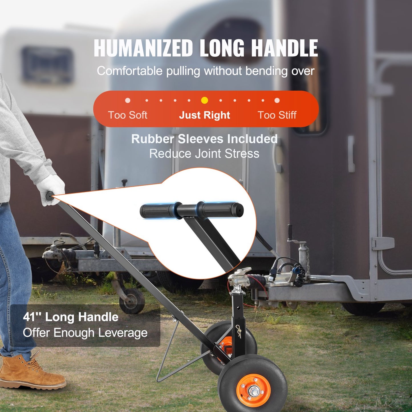 VEVOR Adjustable Trailer Dolly, 600lbs Tongue Weight Capacity, Carbon Steel Trailer