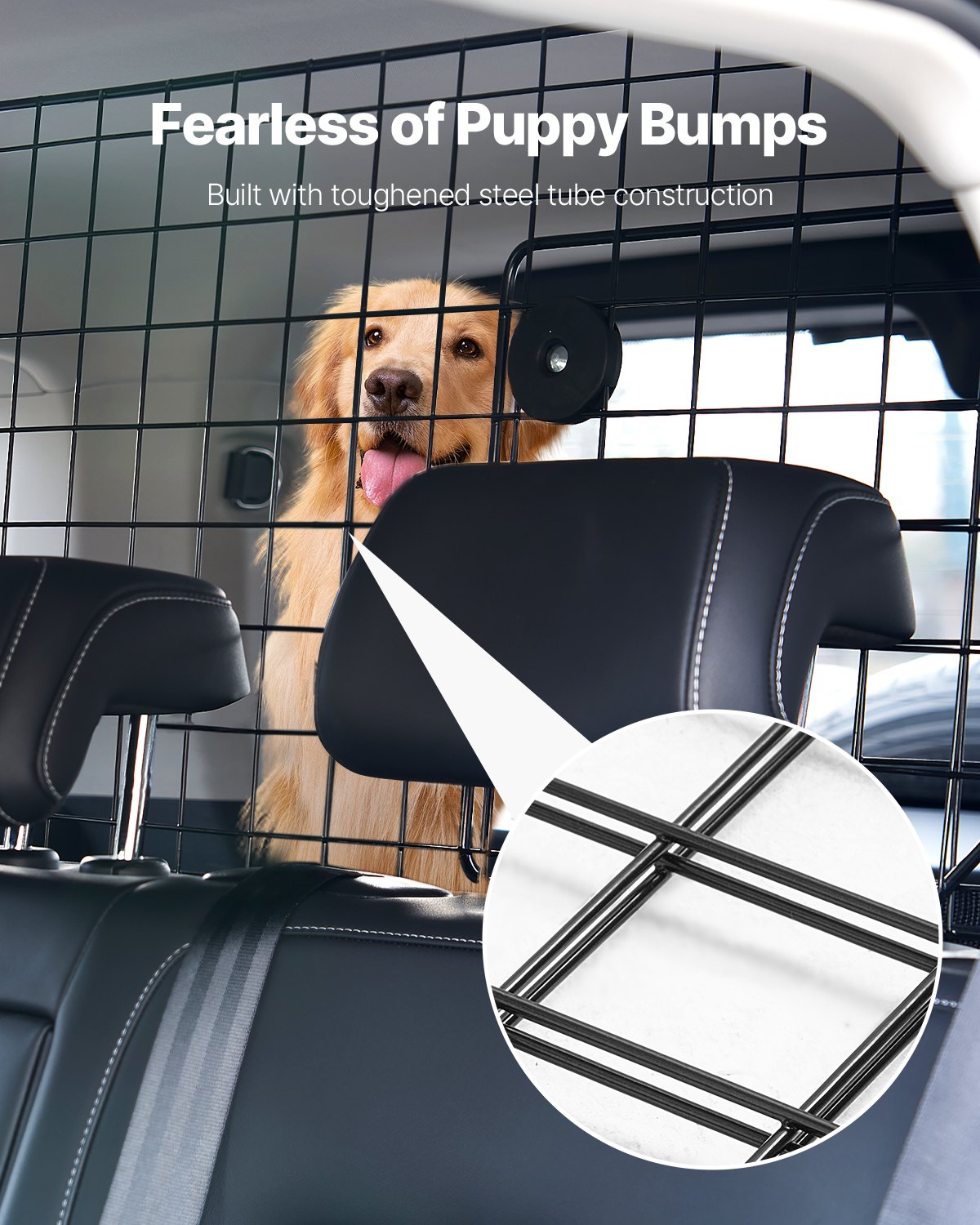 VEVOR Dog Car Barrier 90 cm-154 cm Adjustable Pet Divider Gate for Cargo Area