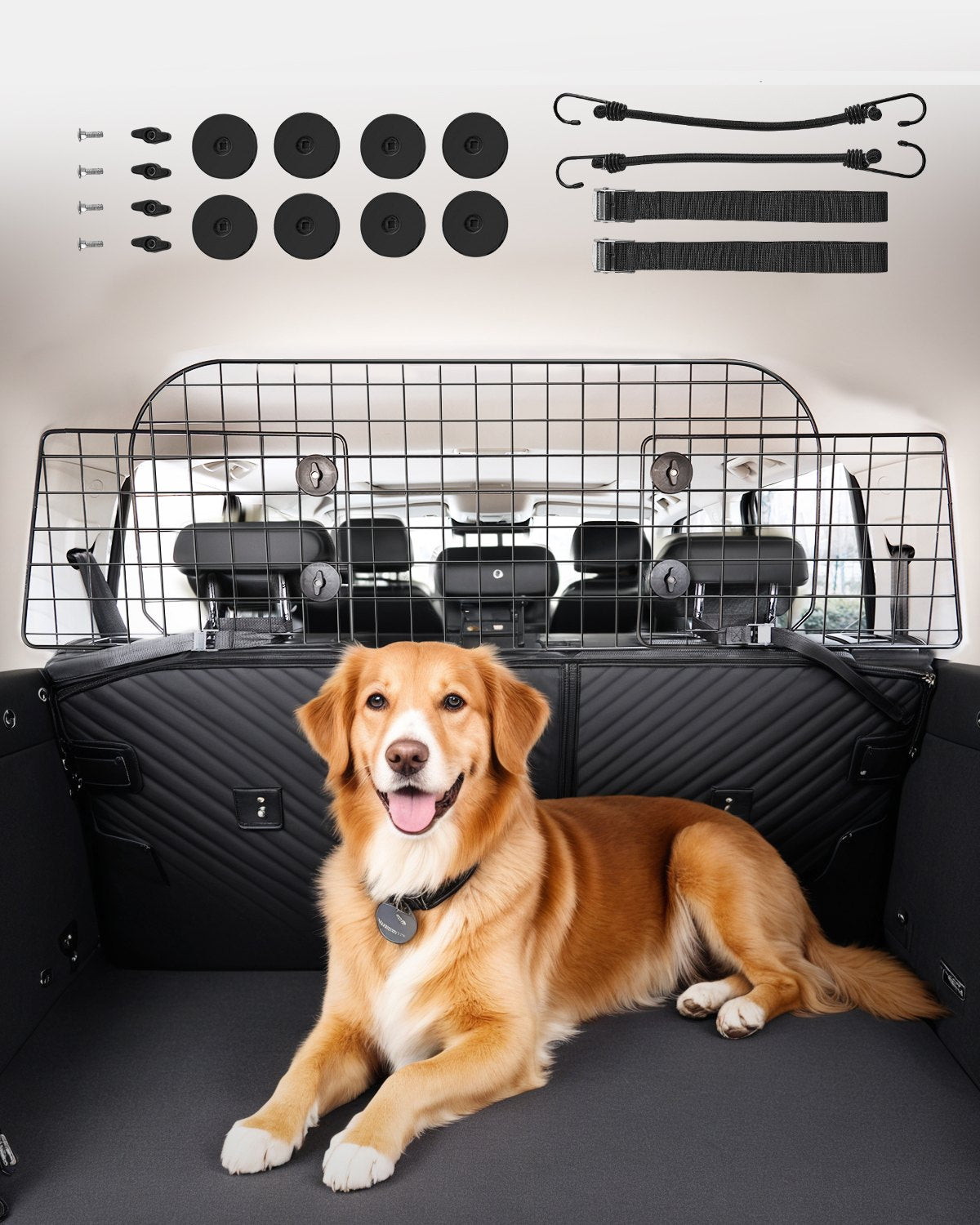 VEVOR Dog Car Barrier 90 cm-154 cm Adjustable Pet Divider Gate for Cargo Area