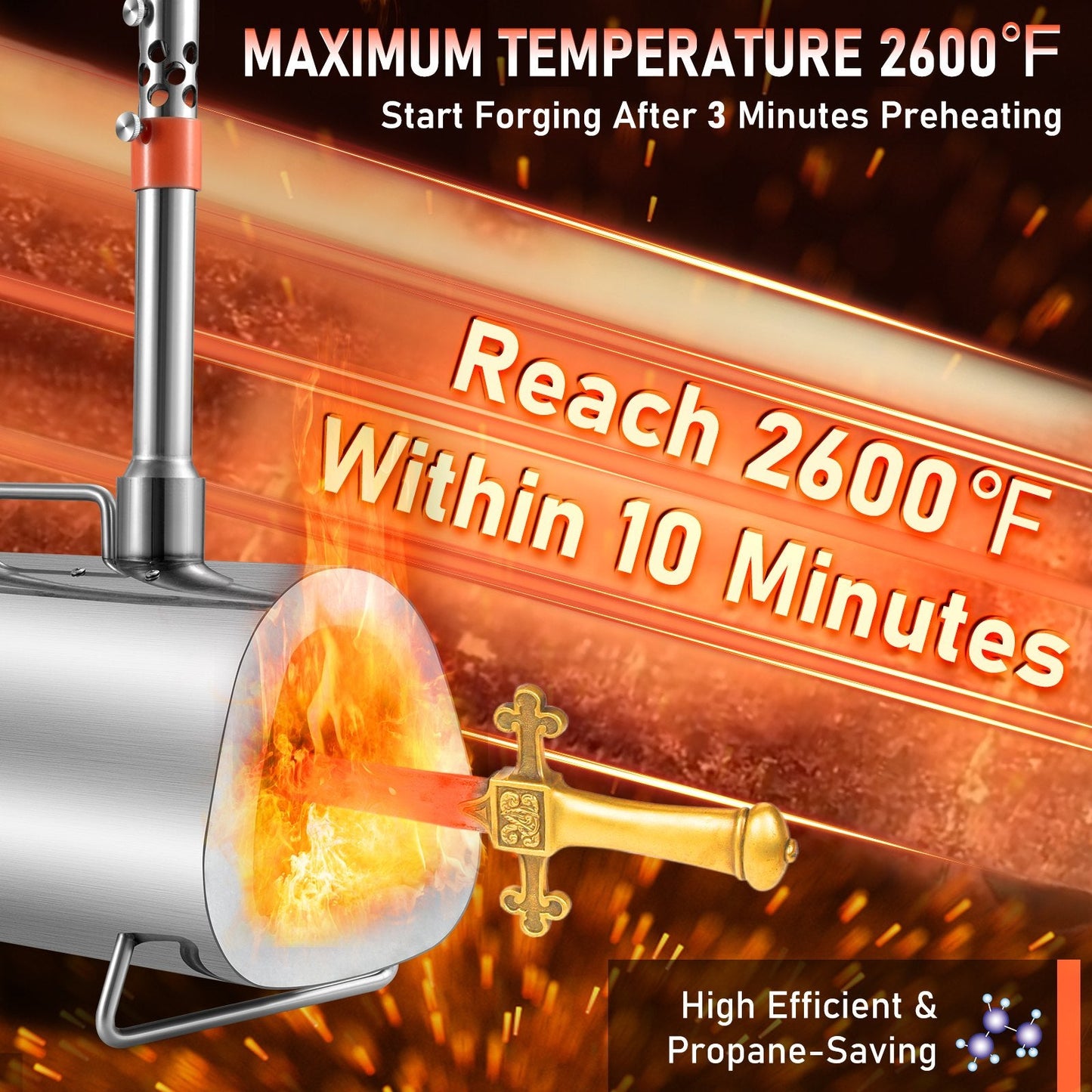 Triple Burner Propane Forge for Knife Making & Blacksmithing, 15.6 kg