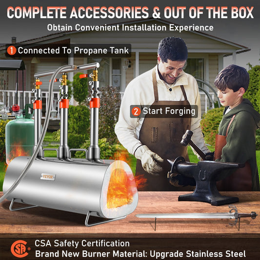 Triple Burner Propane Forge for Knife Making & Blacksmithing, 15.6 kg