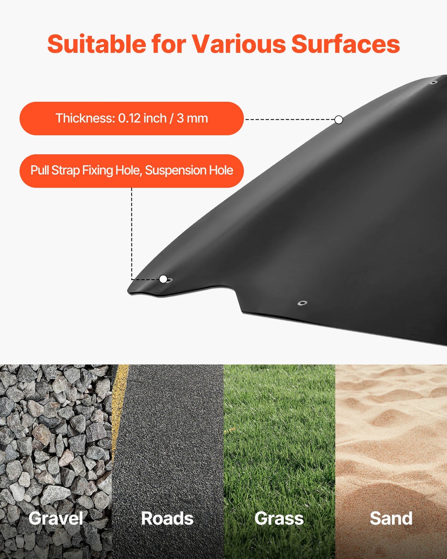 Yard Drag Sled, 280 x 117.5 cm, 907 kg Heavy Duty Utility Sled, HDPE Drag Glider with Ropes & Pull Cable, Dual Use Game Hauler for Firewood Ice Fishing, Compatible with ATVs UTVs Tractors