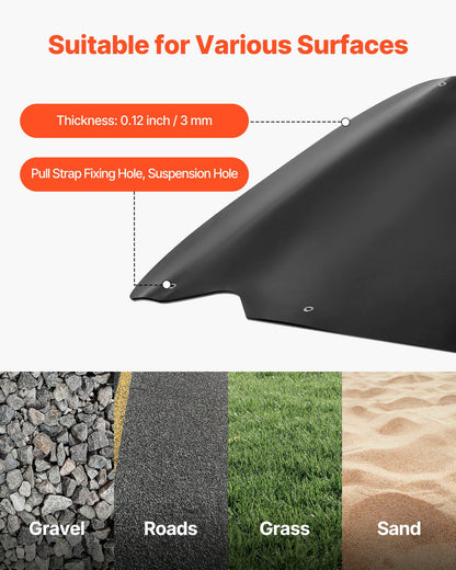 Yard Drag Sled, 280 x 117.5 cm, 907 kg Heavy Duty Utility Sled, HDPE Drag Glider with Ropes & Pull Cable, Dual Use Game Hauler for Firewood Ice Fishing, Compatible with ATVs UTVs Tractors