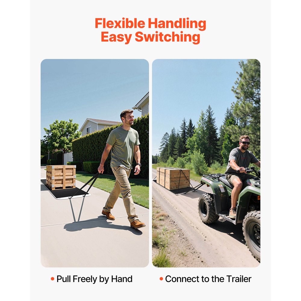 Yard Drag Sled 280 x 101.5 cm 725kg Heavy Duty PE Glider Mat Pull Cable