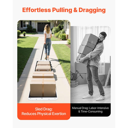 Yard Drag Sled 280 x 101.5 cm 725kg Heavy Duty PE Glider Mat Pull Cable