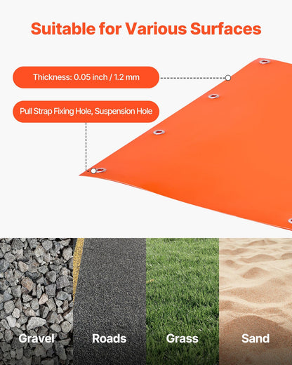 Deer Drag Sled, 185 x 58 cm, 250 kg Heavy Duty Yard Utility Sled, Tear-Resistant PE Drag Glider Mat with Ropes & Handle, Thickened Game Hauler for Firewood Ice Fishing Hauling Hunting