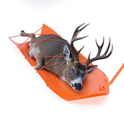 Deer Drag Sled, 185 x 58 cm, 250 kg Heavy Duty Yard Utility Sled, Tear-Resistant PE Drag Glider Mat with Ropes & Handle, Thickened Game Hauler for Firewood Ice Fishing Hauling Hunting