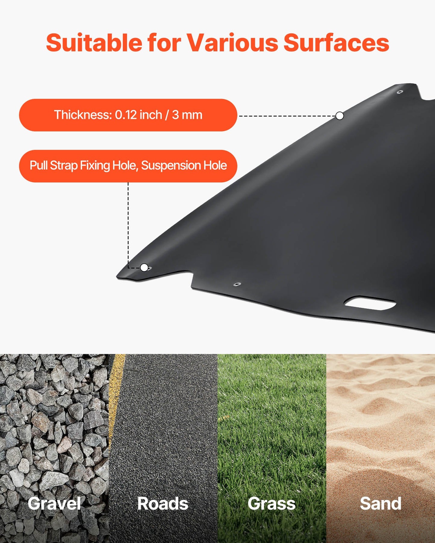 Yard Drag Sled, 230 x 117.5 cm, 680 kg Heavy Duty Utility Sled, HDPE Drag Glider with Ropes & Pull Cables, Hand & Vehicle Use Game Hauler for Firewood Ice Fishing, Compatible with ATVs UTVs Tractors