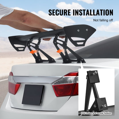 VEVOR Universal Rear Spoiler GT Style Adjustable Trunk Wing Car Racing 43.3''
