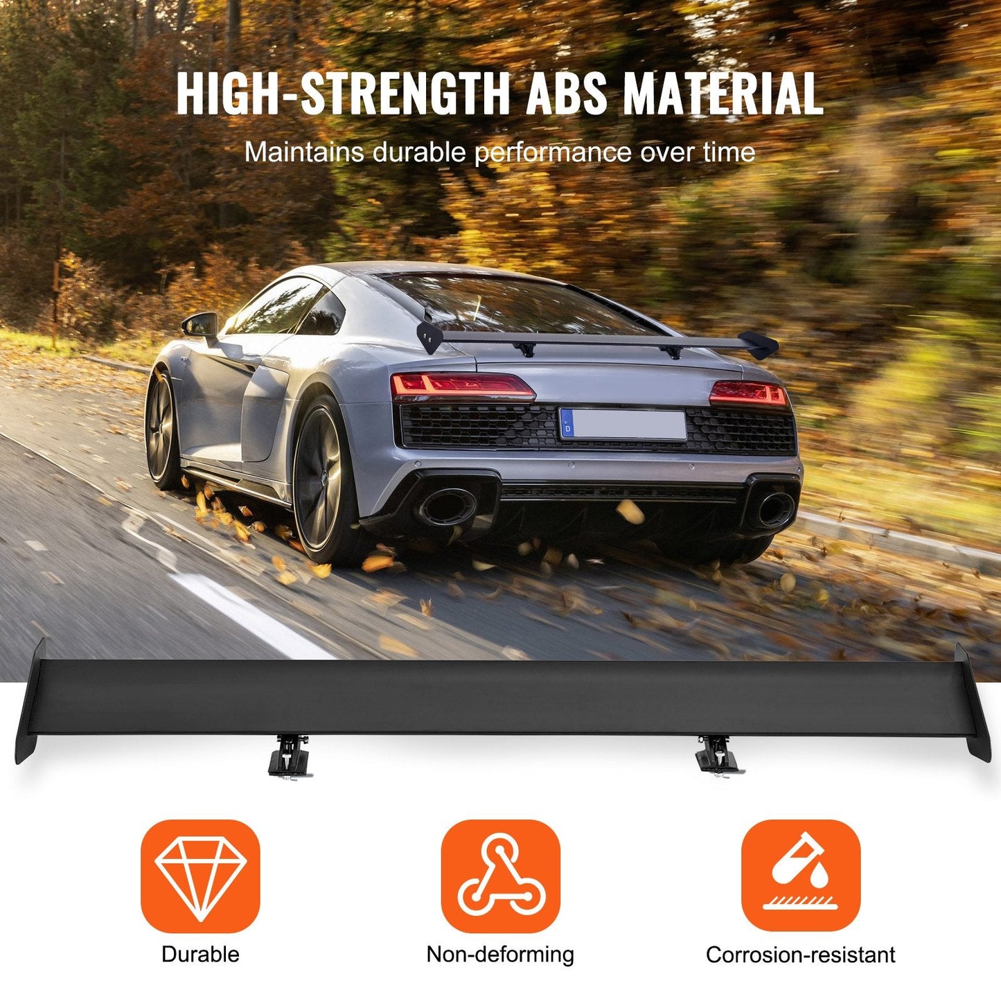 Universal GT Style Adjustable Rear Spoiler, 1.1m Matte Black Aluminum Wing