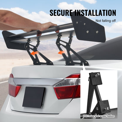 VEVOR GT Wing Car Spoiler, 53.1 inch Universal Spoiler with Double Deck, Adjustable