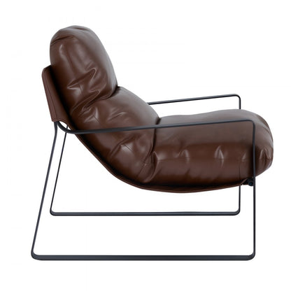 Accent Chair Modern PU Leather Armchair with Metal Frame Living Room Brown