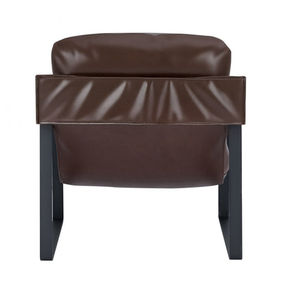 Accent Chair Modern PU Leather Armchair with Metal Frame Living Room Brown