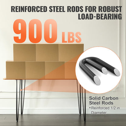 VEVOR Hairpin Table Legs 0.7M, Set of 4 Desk Legs 408.2KG Load Capacity, Hairpin