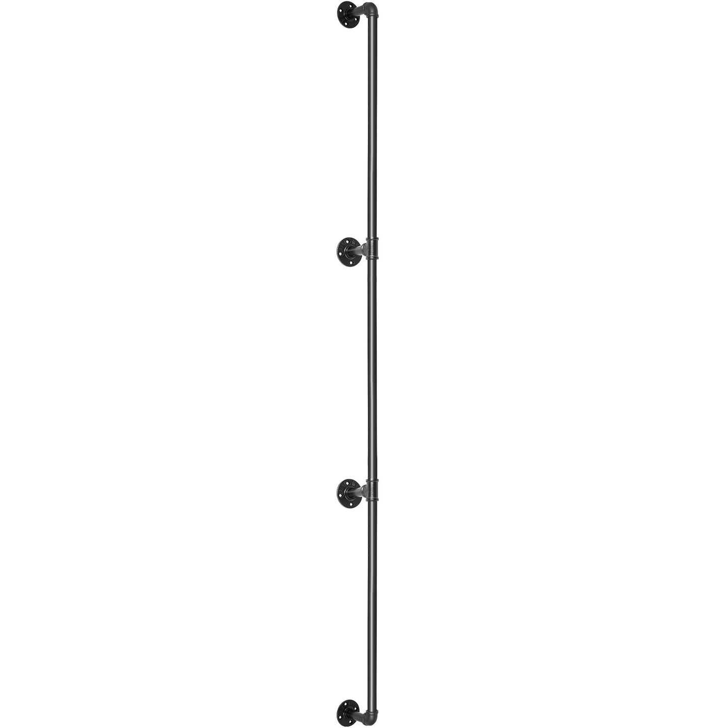 Pipe Stair Handrail, 3m Staircase Handrail, 200KG Load Capacity Carbon Steel Pipe Handrail, Industrial Pipe Handrail with Wall Mount Support, Round Corner Wall Handrailing for Indoor, Outdoor