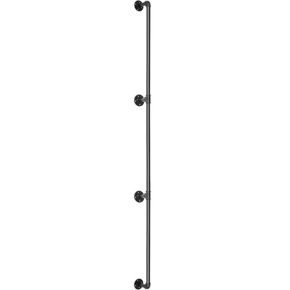 Pipe Stair Handrail, 3m Staircase Handrail, 200KG Load Capacity Carbon Steel Pipe Handrail, Industrial Pipe Handrail with Wall Mount Support, Round Corner Wall Handrailing for Indoor, Outdoor