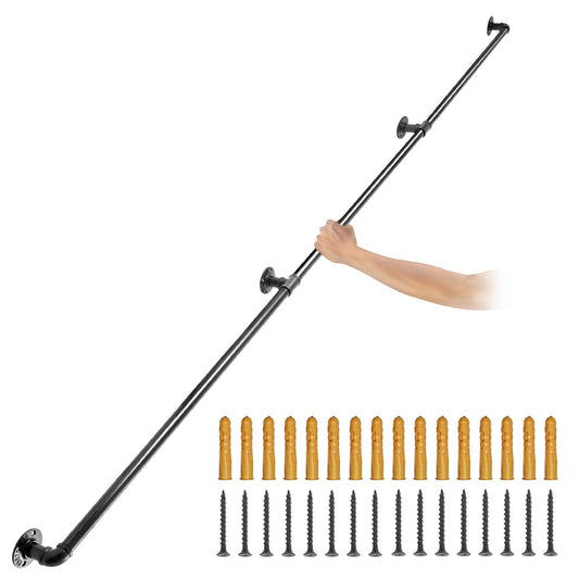 VEVOR Pipe Stair Handrail, 11FT Staircase Handrail, 440LBS Load Capacity Carbon