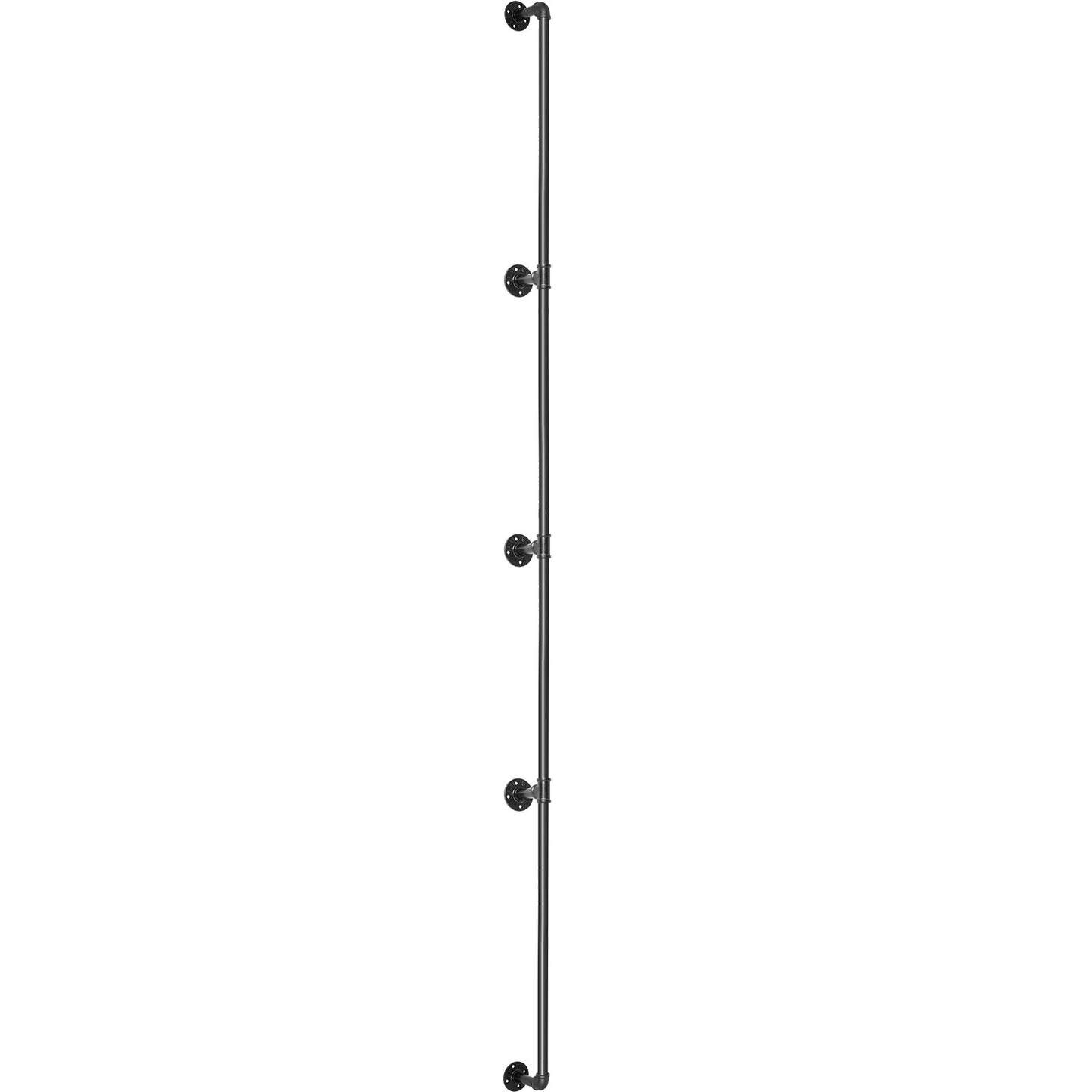 Pipe Stair Handrail, 3.96m Staircase Handrail, 200KG Load Capacity Carbon Steel Pipe Handrail, Industrial Pipe Handrail with Wall Mount Support, Round Corner Wall Handrailing for Indoor, Outdoor