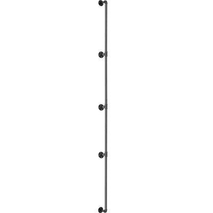 Pipe Stair Handrail, 3.96m Staircase Handrail, 200KG Load Capacity Carbon Steel Pipe Handrail, Industrial Pipe Handrail with Wall Mount Support, Round Corner Wall Handrailing for Indoor, Outdoor